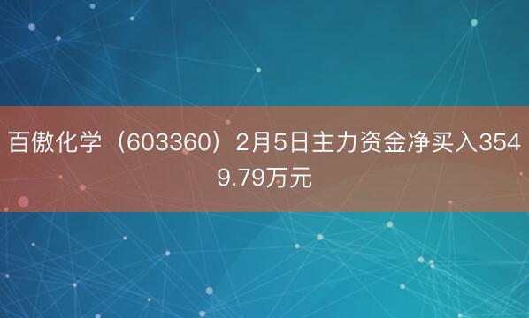 百傲化学（603360）2月5日主力资金净买入3549.79万元