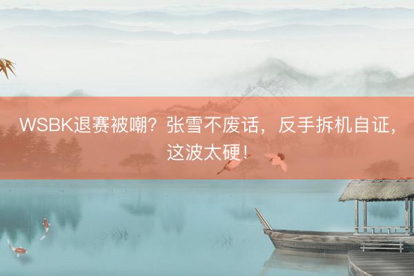 WSBK退赛被嘲？张雪不废话，反手拆机自证，这波太硬！