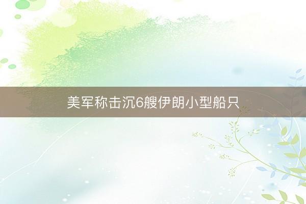 美军称击沉6艘伊朗小型船只