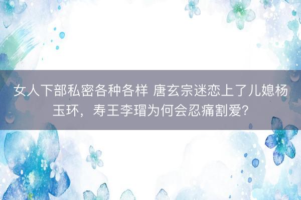 女人下部私密各种各样 唐玄宗迷恋上了儿媳杨玉环，寿王李瑁为何会忍痛割爱？