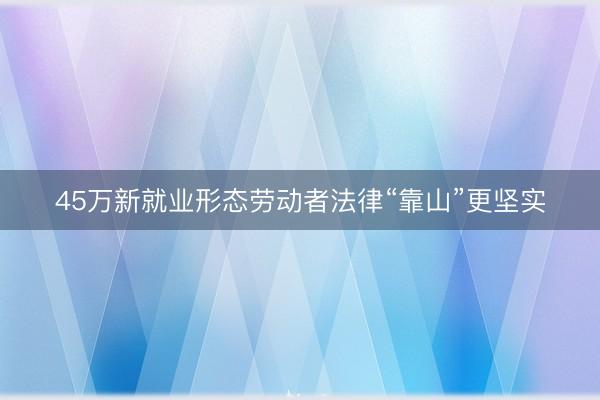 45万新就业形态劳动者法律“靠山”更坚实