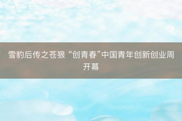 雪豹后传之苍狼 “创青春”中国青年创新创业周开幕