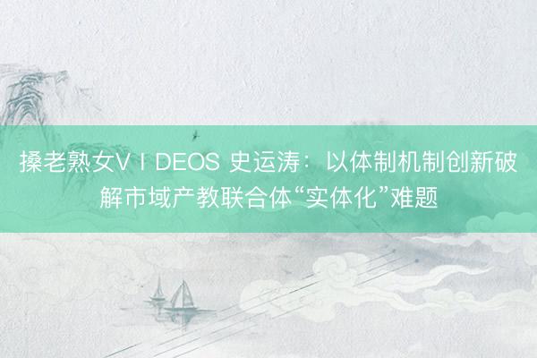 搡老熟女VⅠDEOS 史运涛：以体制机制创新破解市域产教联合体“实体化”难题