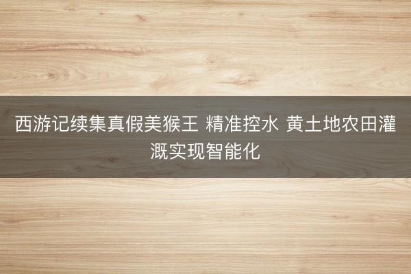 西游记续集真假美猴王 精准控水 黄土地农田灌溉实现智能化