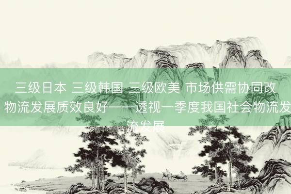 三级日本 三级韩国 三级欧美 市场供需协同改善 物流发展质效良好——透视一季度我国社会物流发展