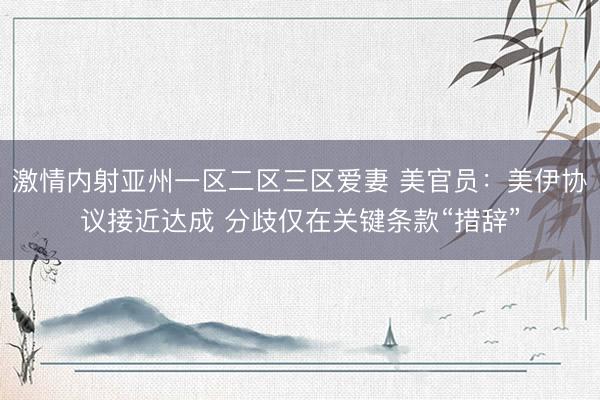 激情内射亚州一区二区三区爱妻 美官员：美伊协议接近达成 分歧仅在关键条款“措辞”