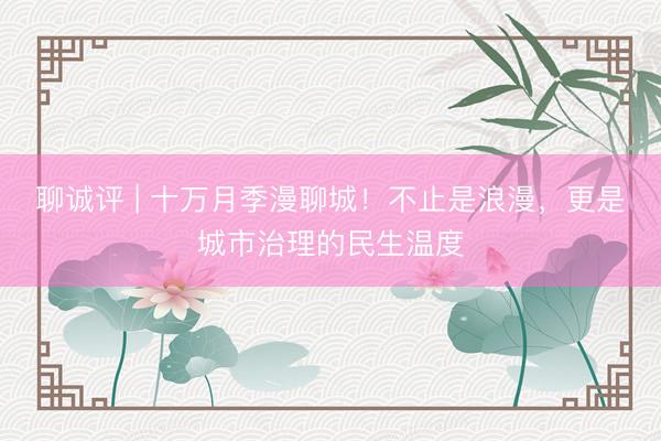 聊诚评 | 十万月季漫聊城！不止是浪漫，更是城市治理的民生温度