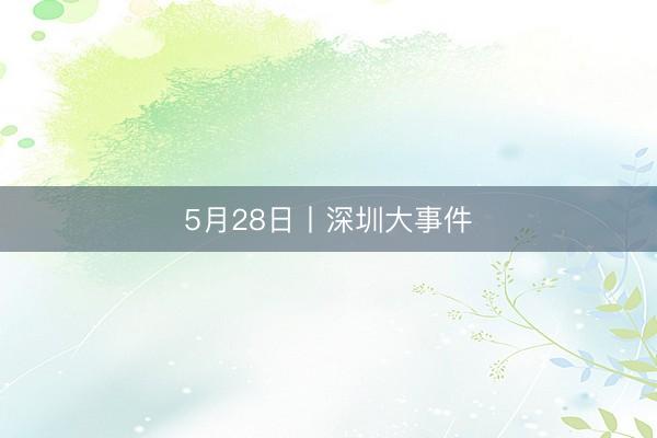 5月28日丨深圳大事件