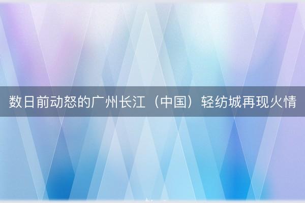 数日前动怒的广州长江（中国）轻纺城再现火情