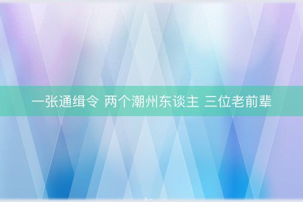 一张通缉令 两个潮州东谈主 三位老前辈