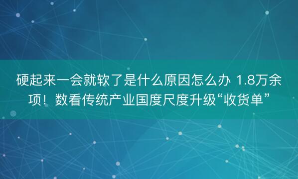 硬起来一会就软了是什么原因怎么办 1.8万余项！数看传统产业国度尺度升级“收货单”