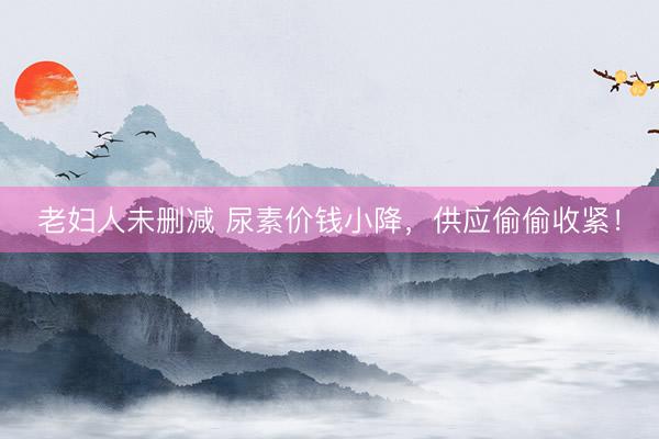 老妇人未删减 尿素价钱小降，供应偷偷收紧！