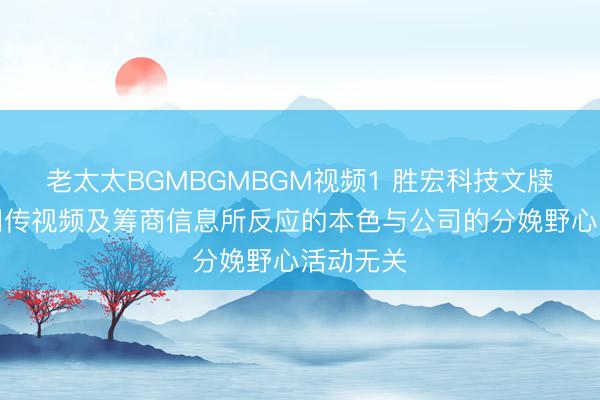 老太太BGMBGMBGM视频1 胜宏科技文牍传说：网传视频及筹商信息所反应的本色与公司的分娩野心活动无关