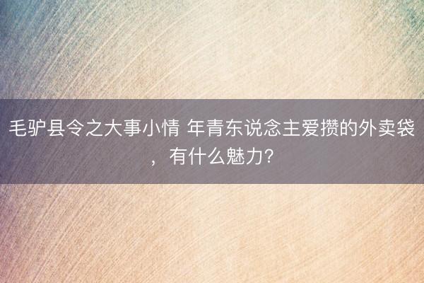 毛驴县令之大事小情 年青东说念主爱攒的外卖袋，有什么魅力？