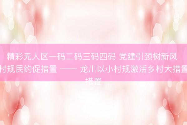 精彩无人区一码二码三码四码 党建引颈树新风 村规民约促措置 —— 龙川以小村规激活乡村大措置