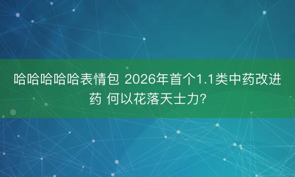 哈哈哈哈哈表情包 2026年首个1.1类中药改进药 何以花落天士力？
