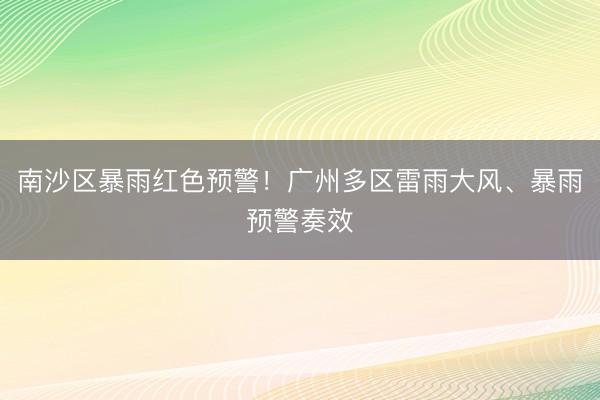 南沙区暴雨红色预警！广州多区雷雨大风、暴雨预警奏效