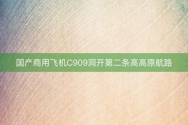 国产商用飞机C909洞开第二条高高原航路